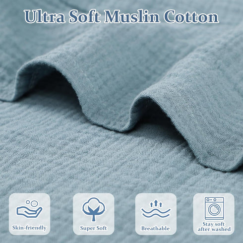 Muslin Baby Lounger Cover Soft Organic Cotton Slipcover for Baby Boys and Girls (Blue)