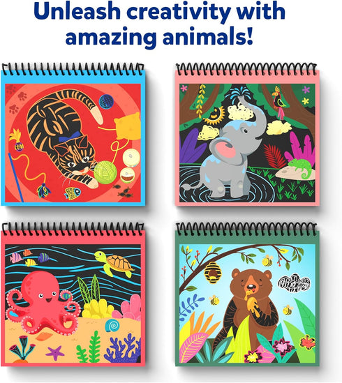 Skillmatics Magical Scratch Art Book for Kids - Animals, DIY Activity & Stickers, Gifts for Toddlers, Ages 3-8