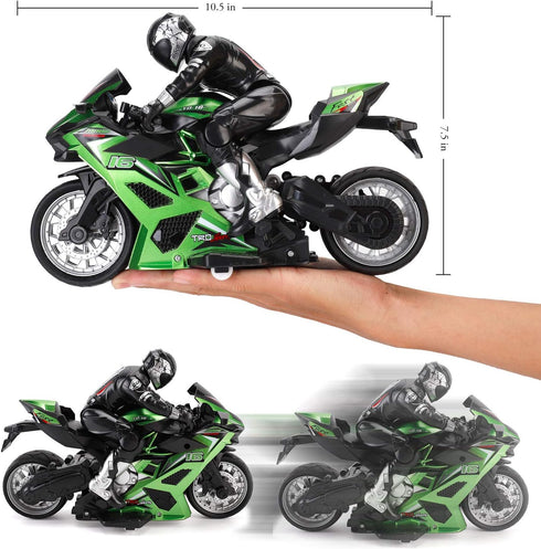 Liberty Imports 2.4G RC Remote Control Stunt Motorcycle - 1:10 Scale High Speed Cross Country Racing Motorbike