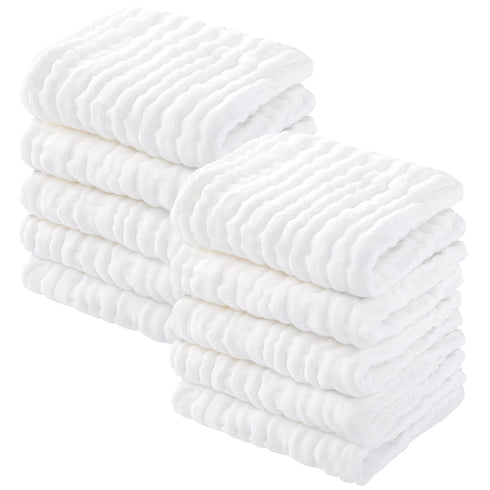 Yoofoss Muslin Baby Washcloths 100% Organic Cotton Face Towels 10 Pack Wash
