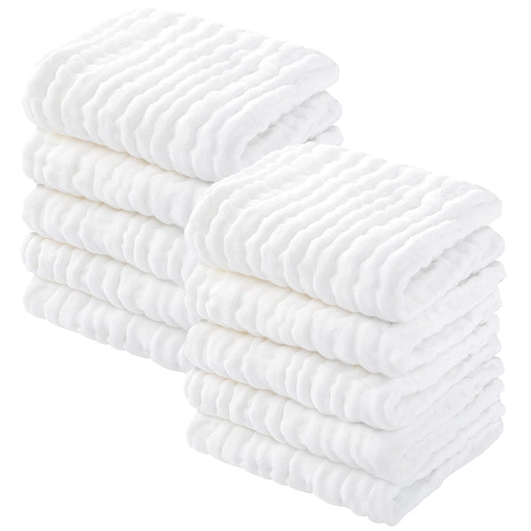 Yoofoss Muslin Baby Washcloths 100% Organic Cotton Face Towels 10 Pack Wash