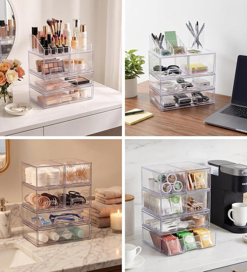 Farazza 6-Pack Set Countertop Clear Baby Bottle Organizer For Cabinet, Storage Bins with Pull-Out Drawers, Organizer