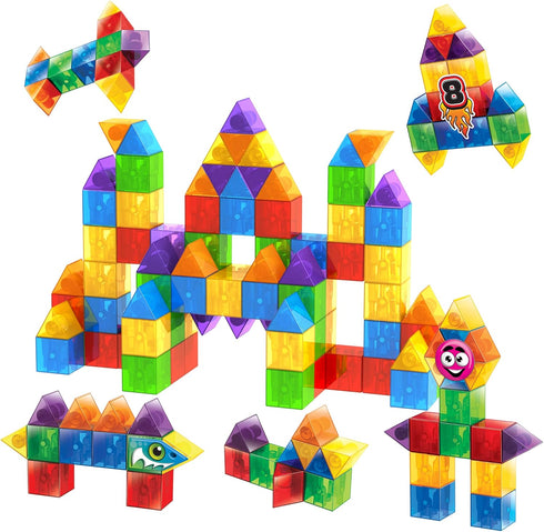 Cra-Z-Art Magrific 3D Magnetic Blocks, 28 Piece Set, Colorful Magnet Building Tiles with 3D Blocks and Vehicle Wheels