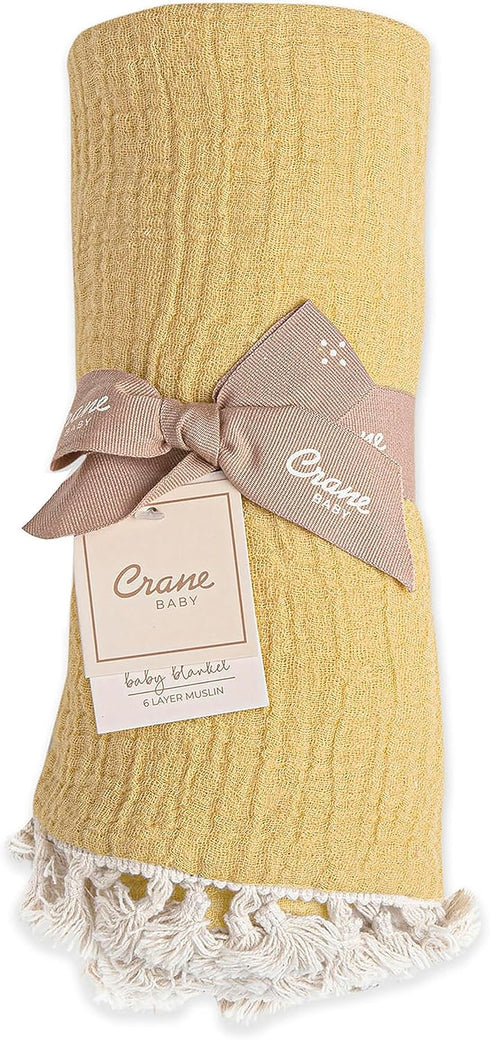 30" 40" Crane Baby Muslin Swaddle Blanket, Soft Cotton Lightweight Nursery and Stroller Blanket for Baby Boys & Girls