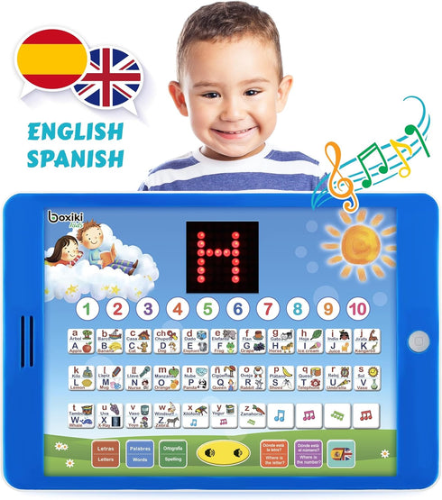 Boxiki Kids Spanish-English Learning Bilingual Tablet Educational Toy with LED Screen Display
