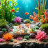 Fansoftiks 2Pcs Miniature Fish Tank Toy Mini Round Fish Bowls Resin Goldfish Grass for Dollhouse Desktop Craft Project