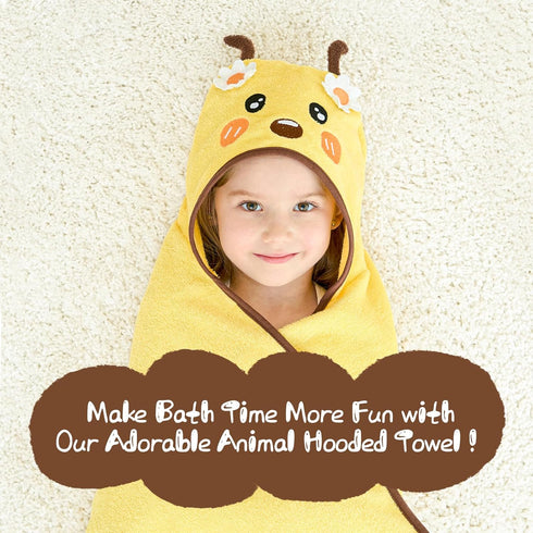 50x30 Inches Style Quarters Yellow Bee Hooded Towel for Kids Soft Cotton, Embroidered, Absorbent Baby Bath Towel Quick