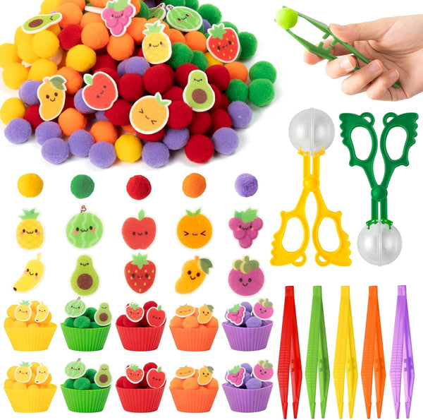 EZdhuawuse Summer Sensory Bin Fillers - 268P Summer Fruit Fine Motor Toys Counting