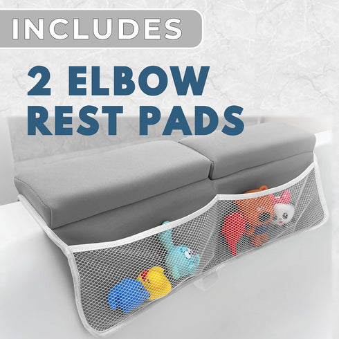 Elbow Set Elbow Baby Bath Kneeler and Rest Pad - Non-Slip Quick Dry Bath Kneeling Pad and Bath Rest Pad with Pockets