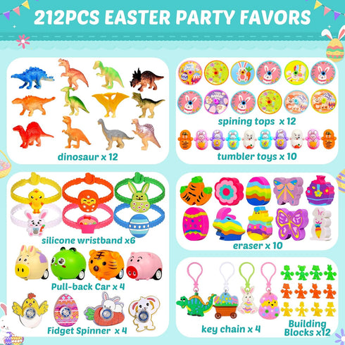 212 Pack U-Zomir Easter Egg Fillers for Kids, Easter Basket Stuffers Easter Egg Stuffers for Kids Boys Girls, Small