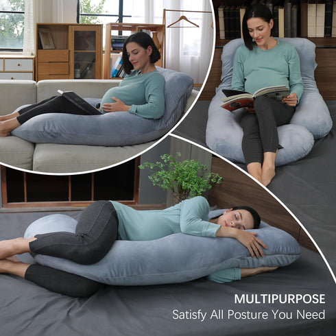 57 Inch MOON PARK Pregnancy Pillows for Sleeping - U Shaped Full Body Maternity Pillow with Removable Cover - Support