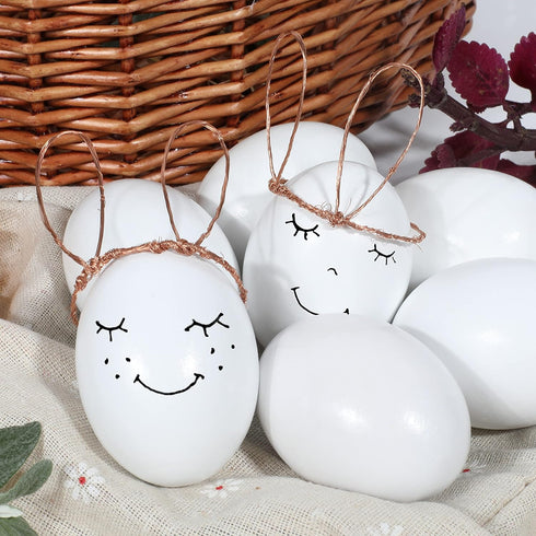 36 JOYIN Pcs Easter White Wooden Egg, Fake Eggs Plain Decorating for DIY Paint Your Own Egg Decor, Easter Craft, Basket