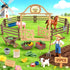 36PCS Playset Wheelbarrow, 3+ Farm Toys for Kids, Realistic Horse Stable with Fence & Gate, Mini Hay Bales, Kids