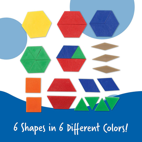 250 Set Learning Resources Plastic Pattern Blocks - Classroom Must Haves, Math Teaching Tools, Homeschool Supplies