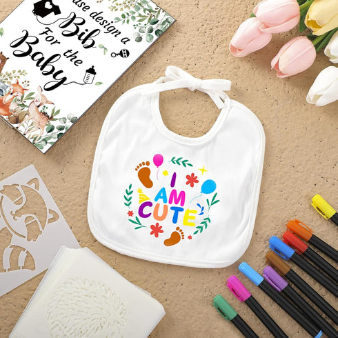 55 Newwiee Pcs White Bibs for Baby Decorating Design a Bib Decorate Plain newborns Bibs Wooden Sign for Baby Shower