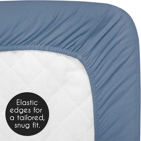 Sweet Jojo Designs Slate Blue Boy Baby Fitted Crib Sheet for Infant Newborn Nursery Toddler Bed Room Standard Mattress