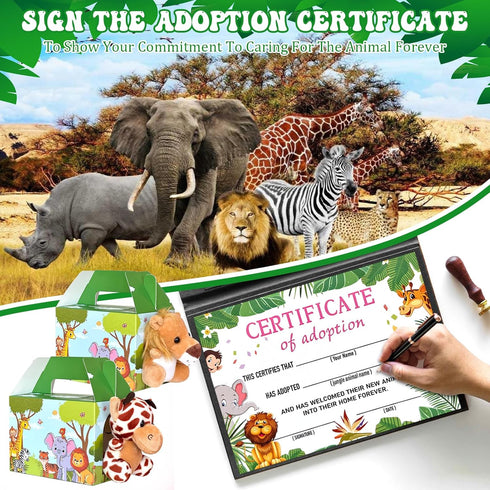 Jiytivity 38 12 12 12 1 1 Pcs Safari Jungle Party Favors Include Foldable Paper Boxes Forest Mini Stuffed Animals