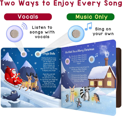 15 28-Button 1-3 LEARNING BUGS Christmas Songs Sing Along with Festive Holiday Tunes, Musical Book for Toddlers, Music