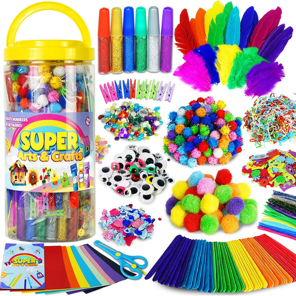 FUNZBO Arts and Crafts Supplies for Kids - Craft Kit with Art Supplies, Preschool Activities, DIY Birthday Gifts for