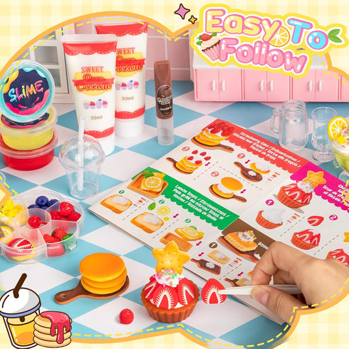 Set, Set 8 9 10+, Alritz Making Miniature Food Toys Mini Desserts Drinks Maker Craft Kit, DIY Simulated Strawberry Cake