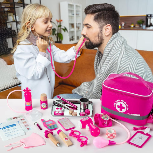 34 3-5 Set EFO SHM Doctor Kit for Kids Girls, Pcs Kids Doctor Kit for Toddlers with Medical Storage Bag & Real