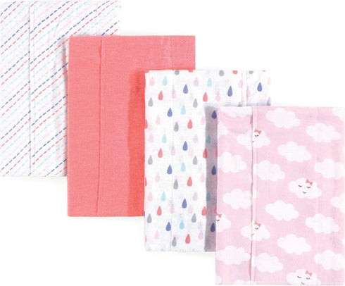 Luvable Friends Unisex Baby Cotton Flannel Burp Cloths, Girl Clouds, One Size