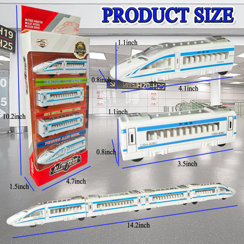 Set, 3 Pack 4 OTONOPI Toy Train Die-cast Bullet Train with Magnetic Connectors, Subway High Speed Locomotive Toy Car