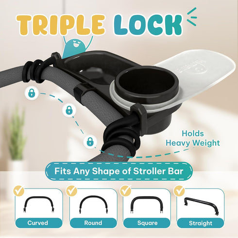 2 1 Universal Stroller Snack Tray with Cup Holder in - Stroller Tray Attachment for Baby & Toddler - Baby Stroller
