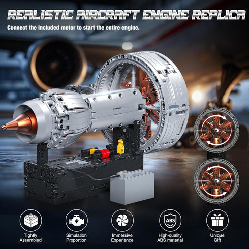 Tuajixz Set, 808Pcs Motorized Turbofan Engine Building Blocks, Realistic Aircraft Engine Building Jet Engine Replica