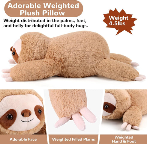 22 Inch 4.5 (22" 4.5 lbs) gnomantic Sloth Weighted Stuffed Animals - Pounds Weighted Plushies Sloth Stuffed Animals