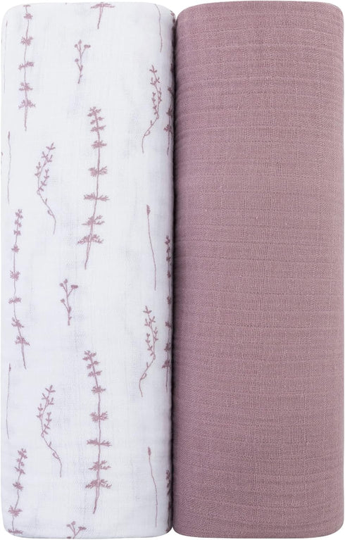 Ely's & Co. Muslin Swaddle Blanket 2-Pack 100% Cotton Muslin Extra-Large Swaddle
