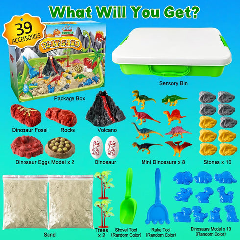 Dinosaurs Sensory Bin Kit with Play Sand - Engaging Sandbox for Kids