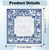 31.5" 31.5", Blue Chinoiserie Mahjong Mat x Vintage Blue Floral Non-Slip Noise Reduction Mahjong Table Cover