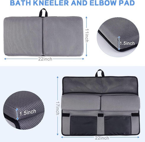 JOY ANAN Elbow Set Elbow Baby Bath Kneeler and Rest Pad - Kneeler and Support with Memory Foam and Bath Toys Organizer
