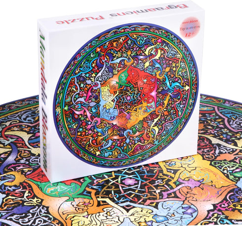 Bgraamiens 1000 Pieces Round Puzzle - Mandala Blossom Color Challenge Jigsaw Puzzles for Adults and Kids