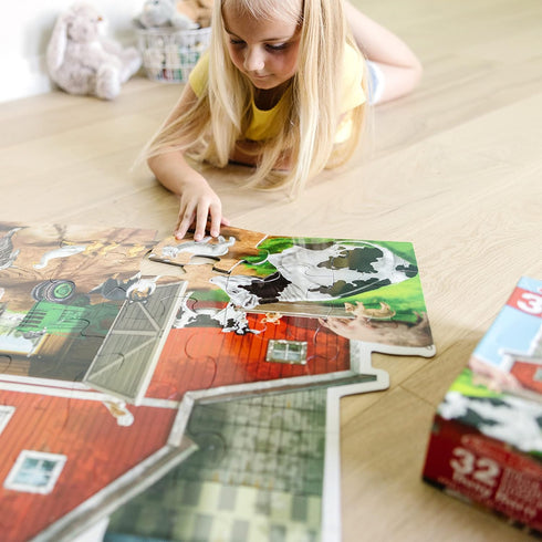 (32 2 3 3+ Melissa & Doug Busy Barn Shaped Jumbo Floor Puzzle Pieces, x Feet), Jigsaw Puzzle for Preschoolers and Kids