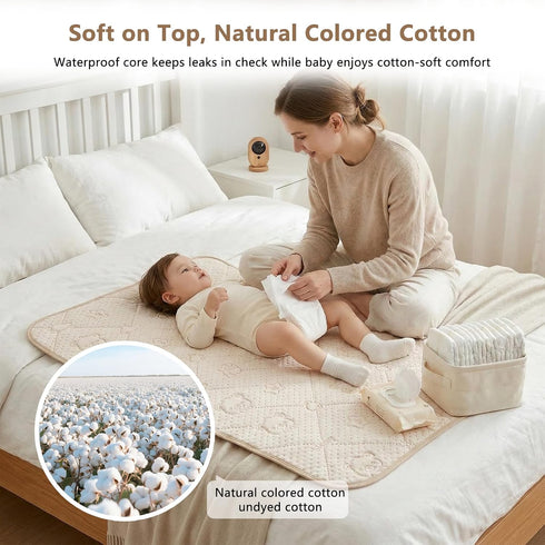 BASILKIT 27 20 inches Cotton Baby Diaper Changing Mat - Waterproof & Portable Diaper Changing Pad for Baby Travel
