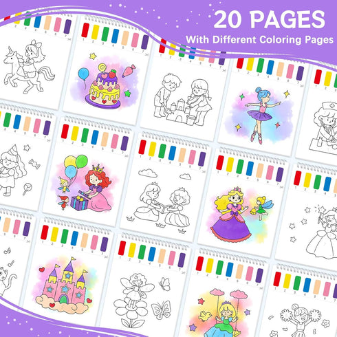 SOCOLER 1-3, 4-8(Princess Paint with Water Coloring Books for Toddlers,Mess Free Watercolor Painting Papers for Kids