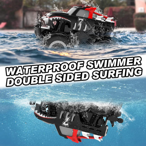 Amphibious Remote Control Car Toys for Boys, 2.4 GHz 1:16 All Terrain Off-Road RC Car, Kids Pool Toys