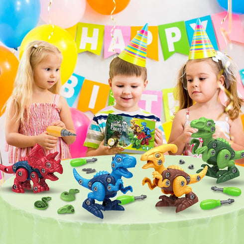 3, 4, 5, 6, 7 Dinosaur Toys for Year Old Boys, Take Apart Toys with Electric Drill for Kids, STEM Educational