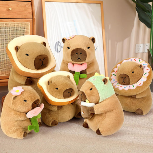Ditucu Cute Capybara Plush Pillow, Wearable Toast Headgear Stuffed Animals Gifts for Kids 13.7 inch