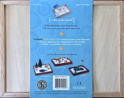 Be Good Company 8 10 8 Executive Sandbox - Beach Themed Zen Garden - Desktop Stress Relieving Office Decor - Includes x