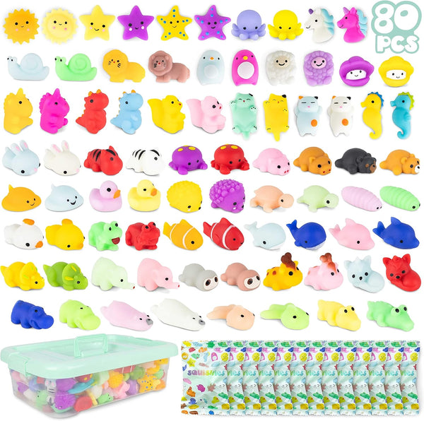 BONNYCO Mochi Squishy Toys Bulk for Kids Party Favors Pack 80. Goodie