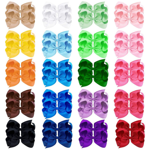 Oaoleer 40Pcs 4.5" Hair Bows Clips Grosgrain Ribbon, Alligator Clips for Baby Girls Infants Toddlers Kids