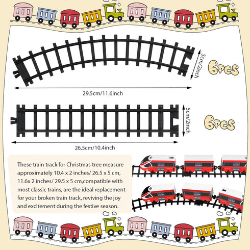 Liliful 12 Pcs Train Track Accessories with 24 Snap Buttons for Boys and Girls, Railroad Building Toy