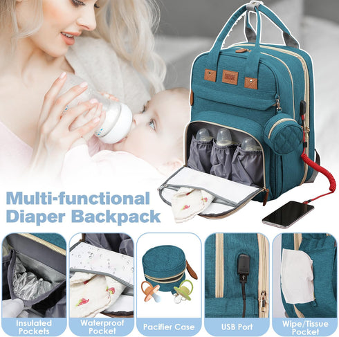 Backpack, JSTPRO Diaper Bag Large Diaper Bag with Changing Station, Baby Bag, New Mom Gifts, Lightweight Waterproof