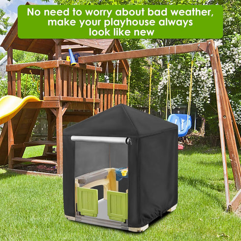 Outdoor Playhouse Cover for Step2 Playhouse - Waterproof Dustproof Cover for Kids Outside (Black, 49"Lx49"Wx58"H)
