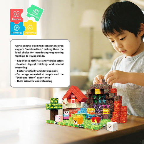powerful xishan 150 3+, 4 PCS Magnetic Blocks, Magnetic Building Blocks Cubes, Farm Magnet Toys for Kids Ages Magnet