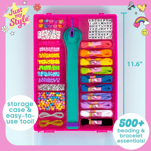Just My Style On-The-Go Jewelry Studio, Bracelet-Making Travel Kit, Great Bead Kit for Weekend or Sleepover Activity, Fun Girl's Night, DIY Bead & Braid Set for Kids Ages 6, 7, 8, 9 by Just My Style