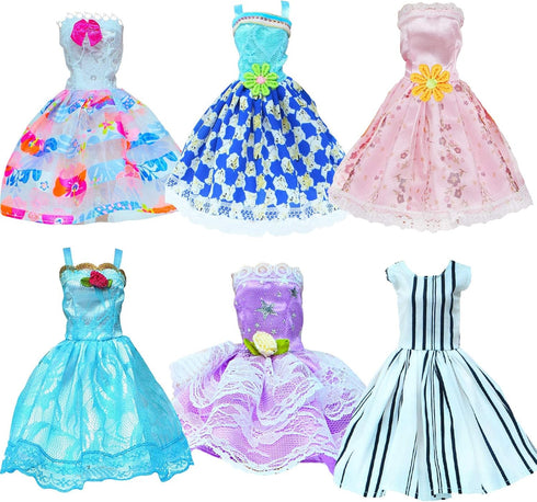 BJDBUS 6 Pcs Mini Gown Dress for 11.5 inch Girl Doll Clothes Playset